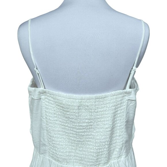 GAP White Linen Blend Sleeveless Midi Dress Strapless Straps Full Skirt  XL NEW - Picture 4 of 7